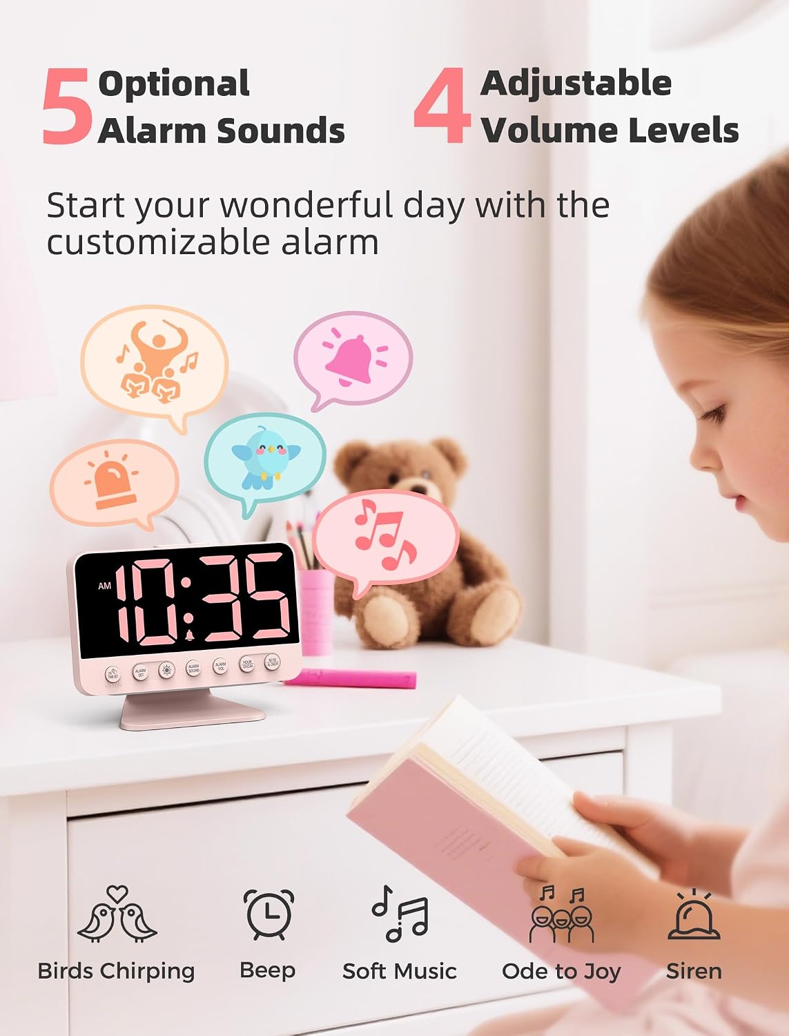 Digital Alarm Clocks for Bedrooms with Large Bold Number