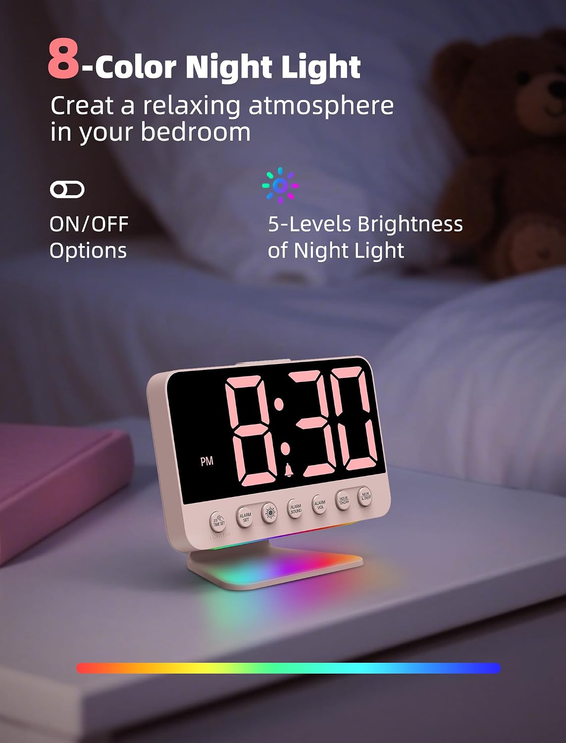 Digital Alarm Clocks for Bedrooms with Large Bold Number