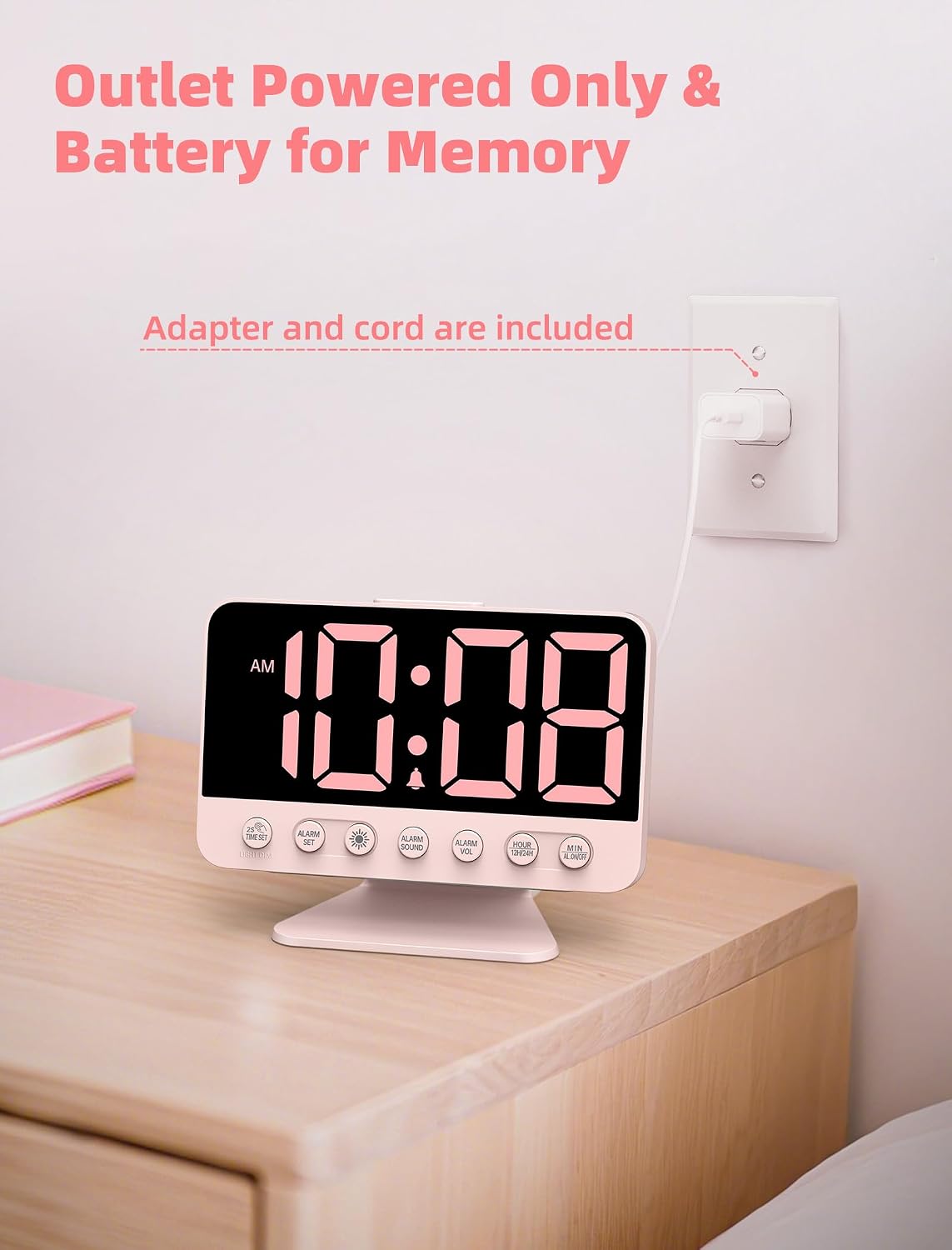 Digital Alarm Clocks for Bedrooms with Large Bold Number