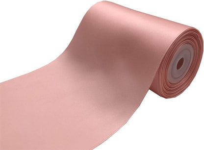 4 Inch Peach Pink Double Face Satin Ribbon Thick Wide Silk Ribbon for Grand Opening Cutting Ceremony Flower Bouquets Christmas Wedding Decorations Chair Sashes Bows, 10 Yards (203-Peach Pink)
