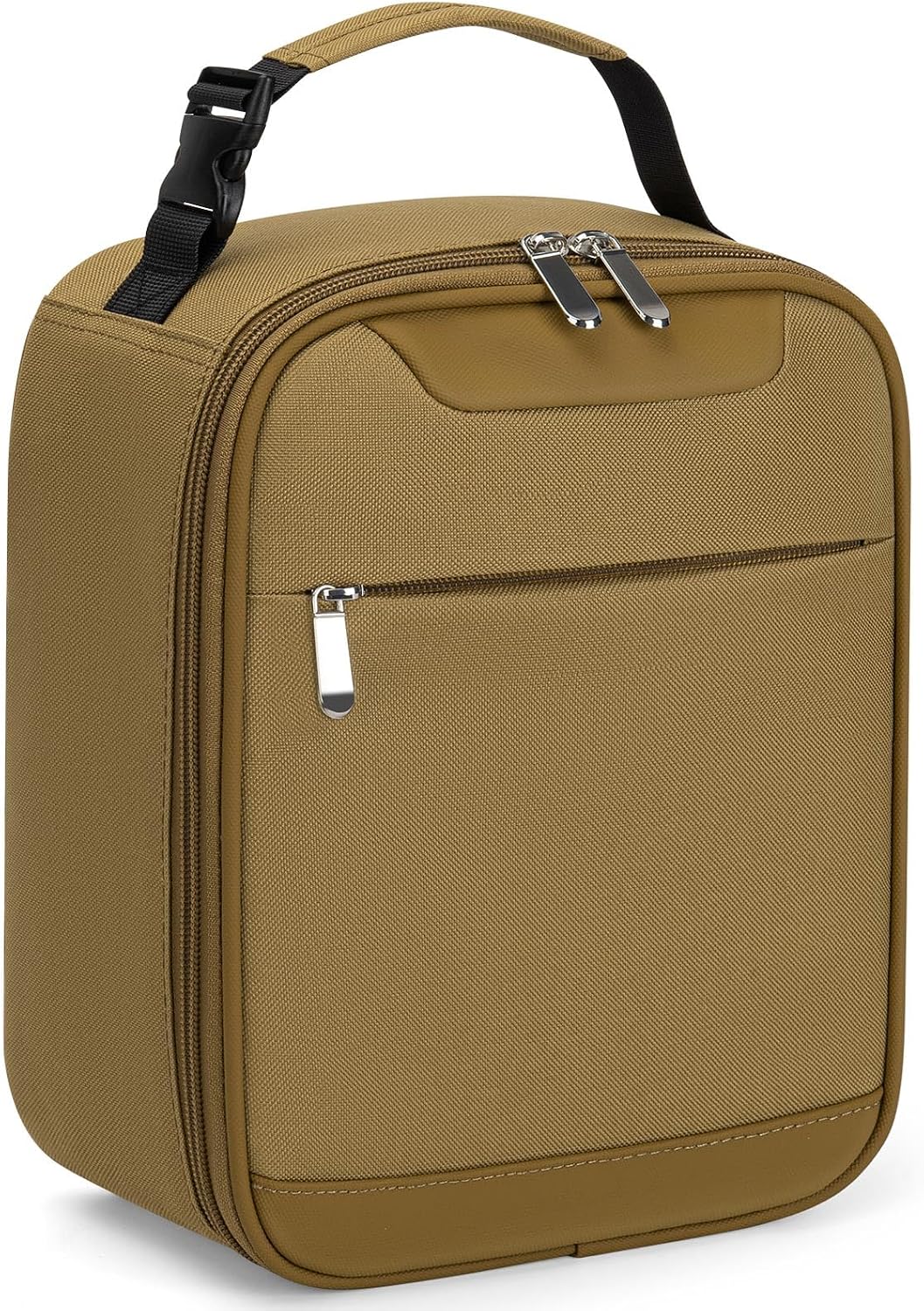Lightweight Insulated Lunch Bag for Men Women & Kids - Portable Lunch Tote with Clip-On Handle for Work, School & Gym, 6 Can Capacity, Khaki