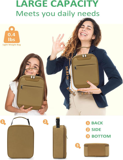 Lightweight Insulated Lunch Bag for Men Women & Kids - Portable Lunch Tote with Clip-On Handle for Work, School & Gym, 6 Can Capacity, Khaki