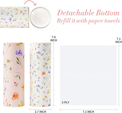 4 Pack Pink Wild Floral Car Tissue Holder with 3-Ply Facial Tissues