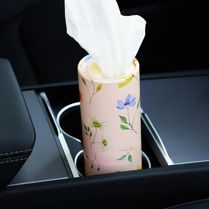 4 Pack Pink Wild Floral Car Tissue Holder with 3-Ply Facial Tissues