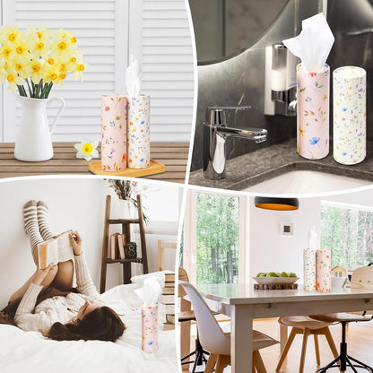 4 Pack Pink Wild Floral Car Tissue Holder with 3-Ply Facial Tissues