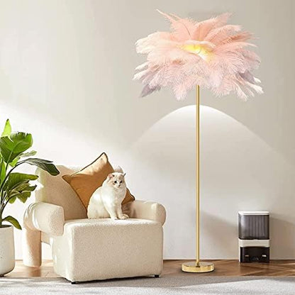 Dimmable Feather Floor Lamp - Elegant Modern Lighting for Bedroom & Living Room, Soft Glow Ambiance, Stylish Home Decor Accent, Perfect for Cozy Spaces
