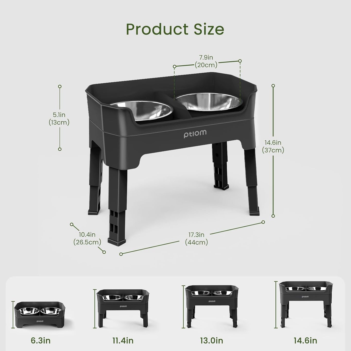 3-in-1 Elevated Dog Bowls Mess Proof Raised Slow Feeder Dog Bowls, 4 Height Adjustable Dog Bowl Stand Licking Plate with 2 56oz Stainless Steel Dog Food Bowls for Small Medium Large Dogs Pets