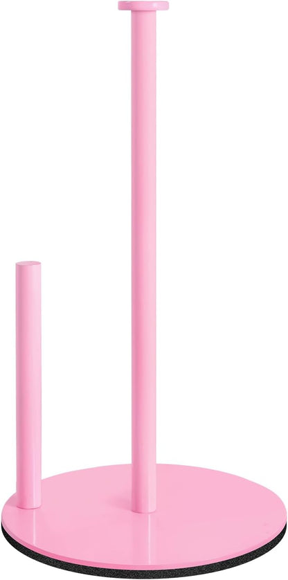 Pink Paper Towel Holder, Stainless Steel, with Anti Slip Weighted Base