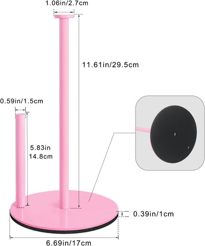 Pink Paper Towel Holder, Stainless Steel, with Anti Slip Weighted Base