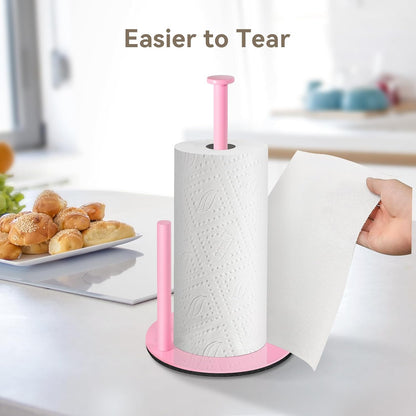 Pink Paper Towel Holder, Stainless Steel, with Anti Slip Weighted Base