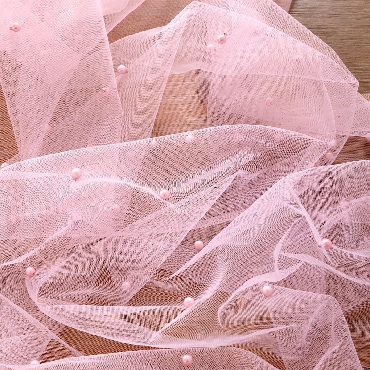 Pearl Pink Table Runner Fall Tulle Gauze Boho Cheesecloth 10FT