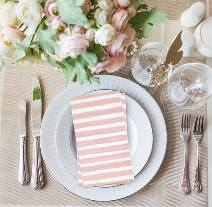 Gift Boutique 100 Pink & White Stripe Guest Napkins 3 Ply Disposable Paper Pack Striped Dinner Hand Napkin for Bathroom Powder Room Holiday Wedding Bridal & Baby Shower Decorative Towels