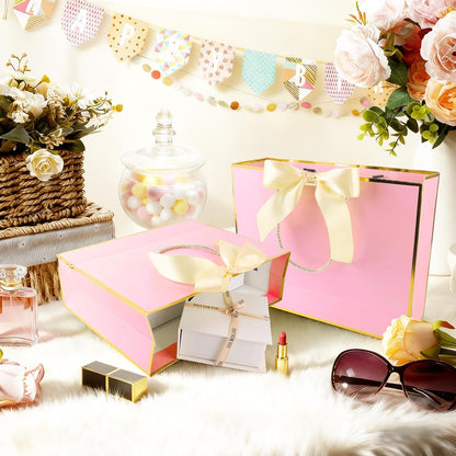 12 Pack Large Pink Gift Bags with Handles & 36 Tissue Papers