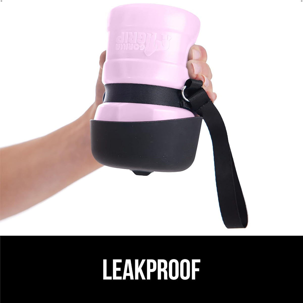 Portable Dog Water Bottle, Food Grade Silicone, 16oz Pink