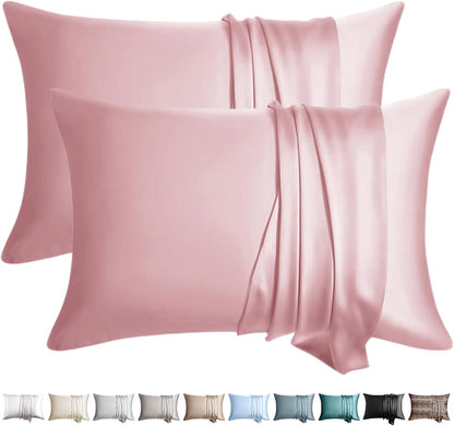 100% Silk Pillow Cases 2 Pack Standard Size Mulberry Silk Pillowcase for Hair and Skin Set of 2 Highest Grade 6A Silk Soft Breathable Cooling with Hidden Zipper, Pink