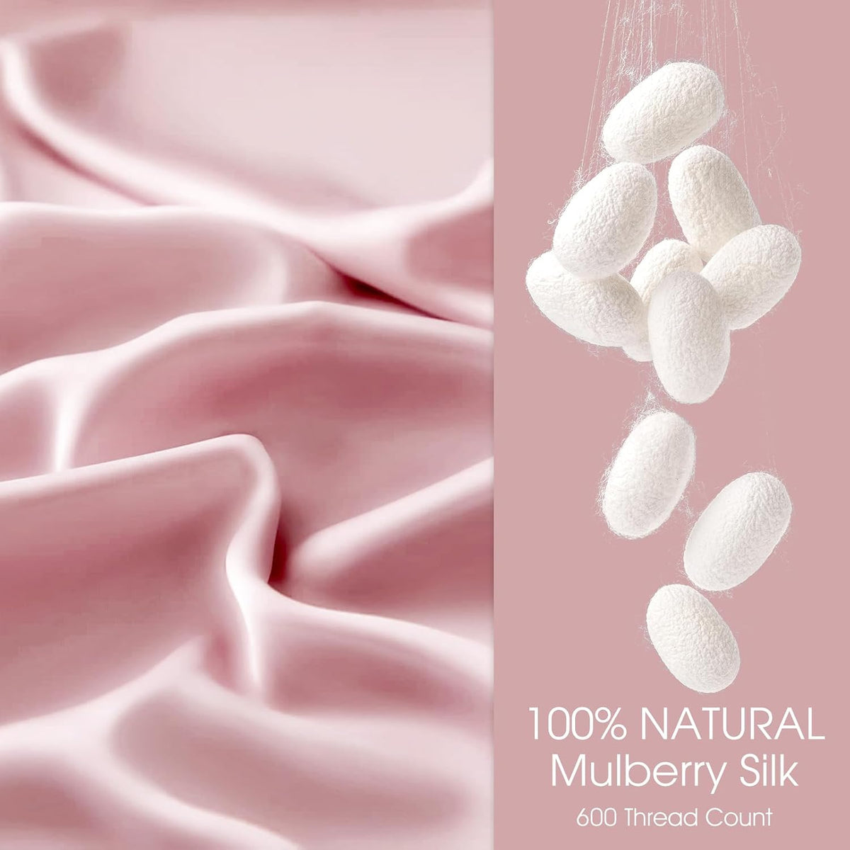 100% Silk Pillow Cases 2 Pack Standard Size Mulberry Silk Pillowcase for Hair and Skin Set of 2 Highest Grade 6A Silk Soft Breathable Cooling with Hidden Zipper, Pink