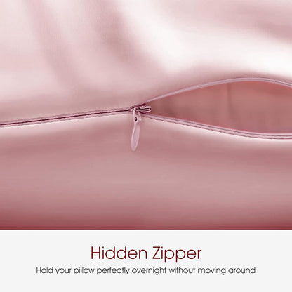 100% Silk Pillow Cases 2 Pack Standard Size Mulberry Silk Pillowcase for Hair and Skin Set of 2 Highest Grade 6A Silk Soft Breathable Cooling with Hidden Zipper, Pink