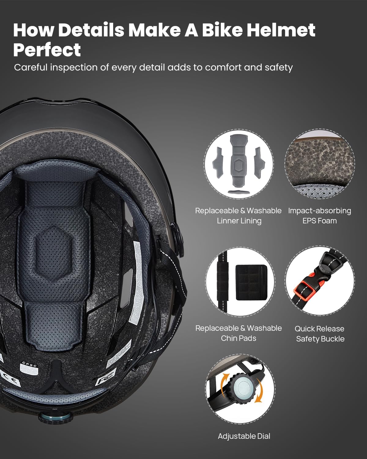 Adult Bike Helmet with LED Front Back Light Bicycle Helmets E3-10L