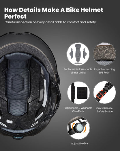 Adult Bike Helmet with LED Front Back Light Bicycle Helmets E3-10L