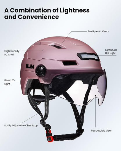 Adult Bike Helmet with LED Front Back Light Bicycle Helmets E3-10L