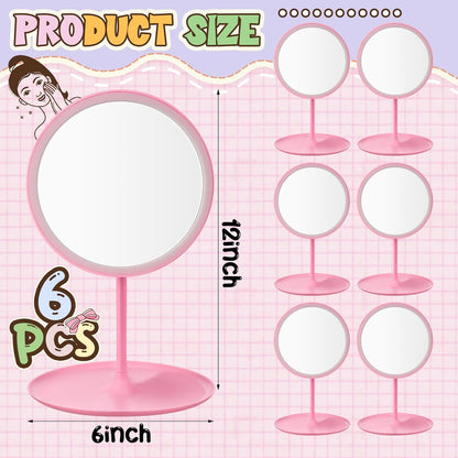 6 Pcs Spa Party Mirrors Gifts Bulk Sleepover Party Favors,Pink