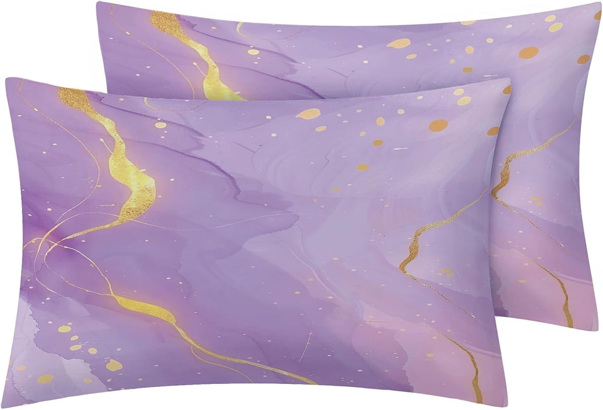 Marble Sheets Full Sheet Set, Pink Gold Bed Sheets, Abstract Marble Bedding Bedroom Decor, Soft Microfiber Deep Pocket Fitted Sheet & Flat Sheet & 2 Pillowcases