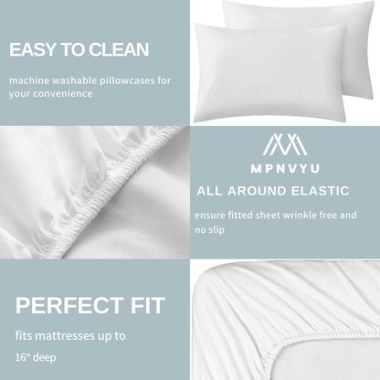 Marble Sheets Full Sheet Set, Pink Gold Bed Sheets, Abstract Marble Bedding Bedroom Decor, Soft Microfiber Deep Pocket Fitted Sheet & Flat Sheet & 2 Pillowcases