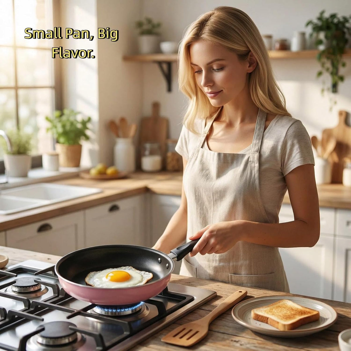 4.7 Inch Egg Frying Pan - Mini Nonstick Skillet for Single Eggs,Pancakes & Appetizers,Heat Resistant Handle, Induction Compatible Small Pan for Gas & Electric Stovetops-(Pink)