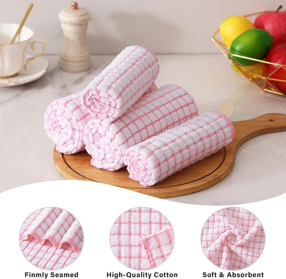Cotton 8 Pack Terry Kitchen Dish Cloths, Pink