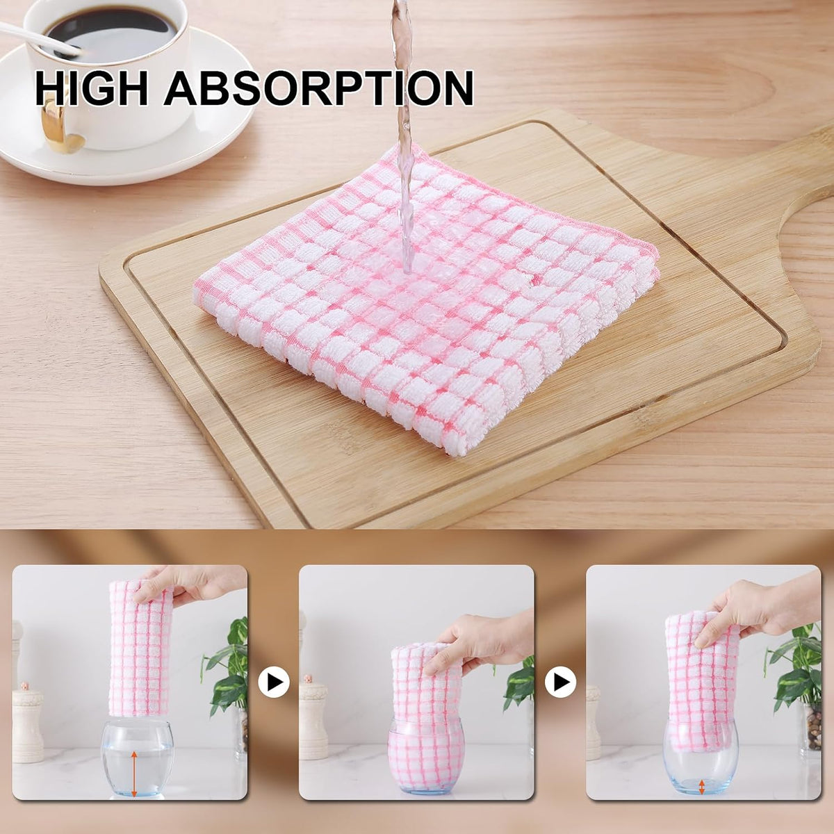 Cotton 8 Pack Terry Kitchen Dish Cloths, Pink