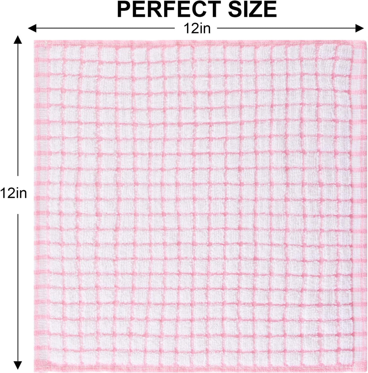 Cotton 8 Pack Terry Kitchen Dish Cloths, Pink