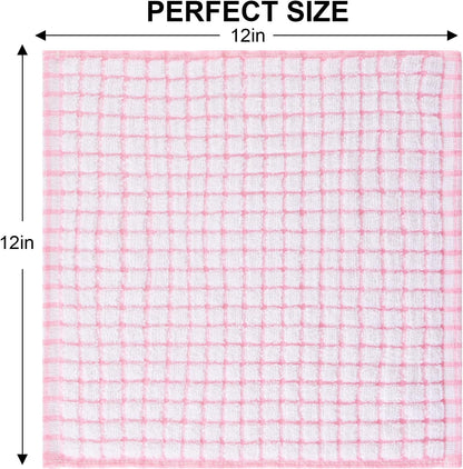 Cotton 8 Pack Terry Kitchen Dish Cloths, Pink