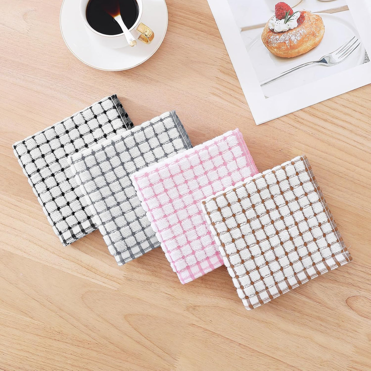 Cotton 8 Pack Terry Kitchen Dish Cloths, Pink