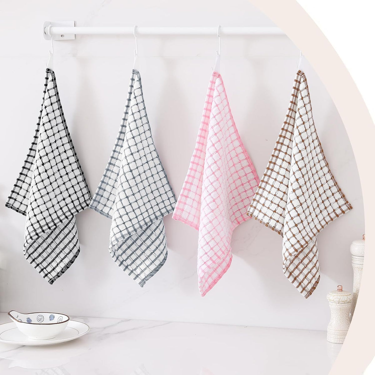 Cotton 8 Pack Terry Kitchen Dish Cloths, Pink