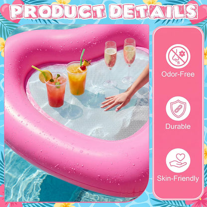 1/2 Pcs 39x35'' Inflatable Heart Pool Float Mesh Pink Pool Lounger Mesh Water Hammock PVC Floating Chair Bed for Adults Summer Party Swimming Water Beach Lake Tanning Fun