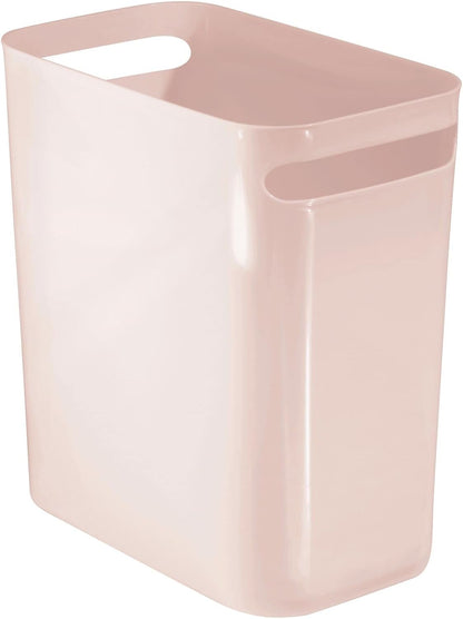Plastic Slim Large 2.5 Gallon Trash Can Wastebasket, Classic Garbage Container Recycle Bin for Bathroom, Bedroom, Kitchen, Office, Outdoor Waste, Recycling - Aura Collection - Light Pink/Blush