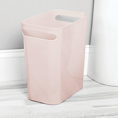 Plastic Slim Large 2.5 Gallon Trash Can Wastebasket, Classic Garbage Container Recycle Bin for Bathroom, Bedroom, Kitchen, Office, Outdoor Waste, Recycling - Aura Collection - Light Pink/Blush