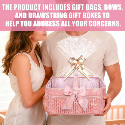 Baby Diaper Caddy Organizer – Adjustable Shoulder Strap, Large Nursery Storage Basket for Diapers & Wipes, Newborn Essentials, Boy & Girl Baby Shower Basket