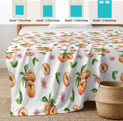 50"x60" Standard Throw Cooling Blanket Peaches Ice Silk Lightweight Breathable Soft Summer Blanket for Hot Sleepers Couch Bed Sofa Camping Flowers Summer Fruit