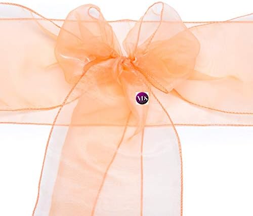 Pack of 75 Organza Chair Sashes for Weddings & Events Décor | Sheer Shiny Dining Chair Bows for Banquet, Party, Reception | Reusable Decorative Sash for Folding & Chiavari Chairs - Peach