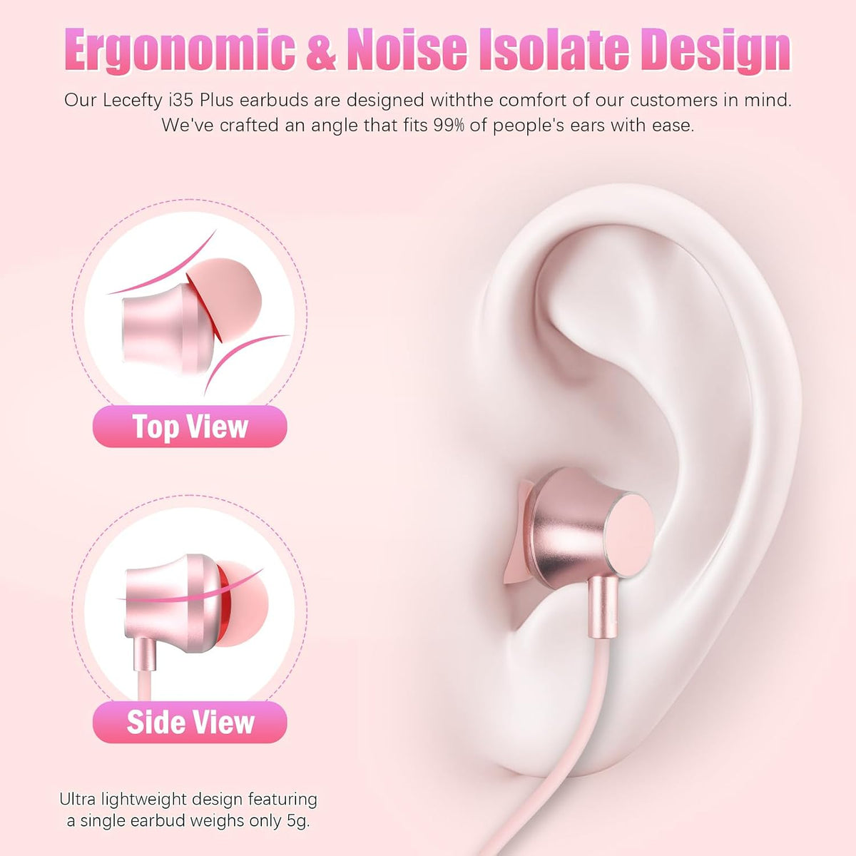 Neckband Bluetooth Headphones, 200H Extra Long Playtime Wireless Stereo Neckband Earbuds with Microphone, Waterproof Balanced Armature Drivers in Ear Headset for Sports/Workout (Pink-Purple)