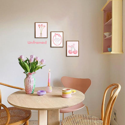Pink Bows Bible Verse Christian Canvas Wall Art Set of 9, Trendy Posters Prints Wall Decor, Cute Coquette Preppy Girls Aesthetic Room Decor Gifts for Bedroom Living Room Home Decor 8x10inch Unframed