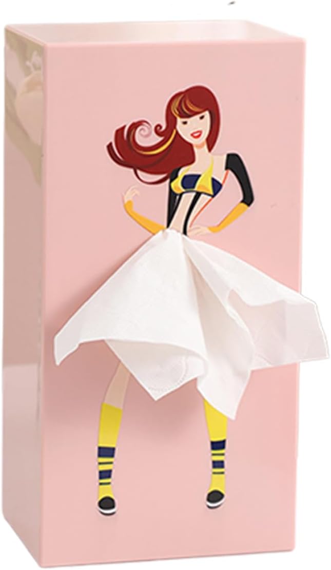Lady Skirt Tissue Box Cover, Creative Tissue Box Cover Rectangle(Pink)