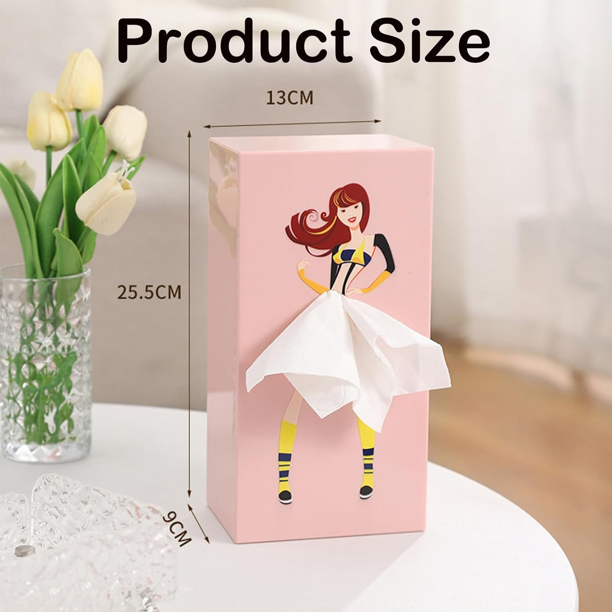 Lady Skirt Tissue Box Cover, Creative Tissue Box Cover Rectangle(Pink)