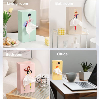Lady Skirt Tissue Box Cover, Creative Tissue Box Cover Rectangle(Pink)