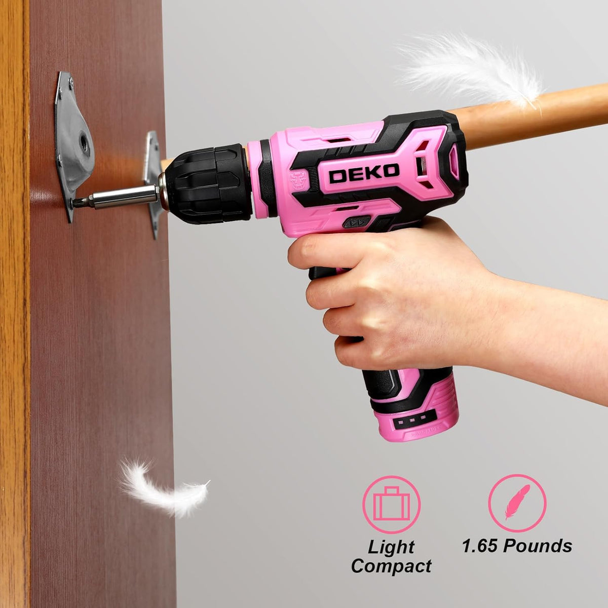 Cordless Drill： 12V Power Drill Set with Pink 800RPM Electric Drills with Tool Set Gift Box, Pink Drill Set for Women
