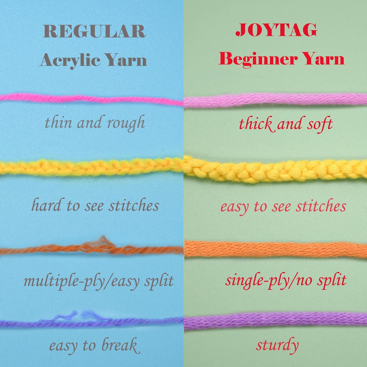 3 Pack Rainbow Beginners Crochet Yarn Pink Purple Cotton Crochet Yarn for Crocheting Knitting Beginners with Easy-to-See Stitches Cotton-Nylon Blend Crochet Yarn for Beginners Crochet Kit(3x50g)