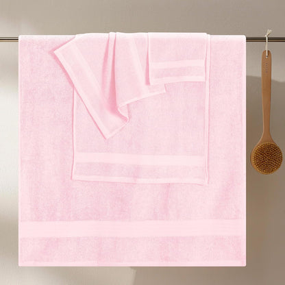 Ultra Soft 8-Piece Towel Set - 100% Pure Ringspun Cotton, Contains 2 Oversized Bath Towels 27x54, 2 Hand Towels 16x28, 4 Wash Cloths 13x13 - Ideal for Everyday use, Hotel & Spa - Pink