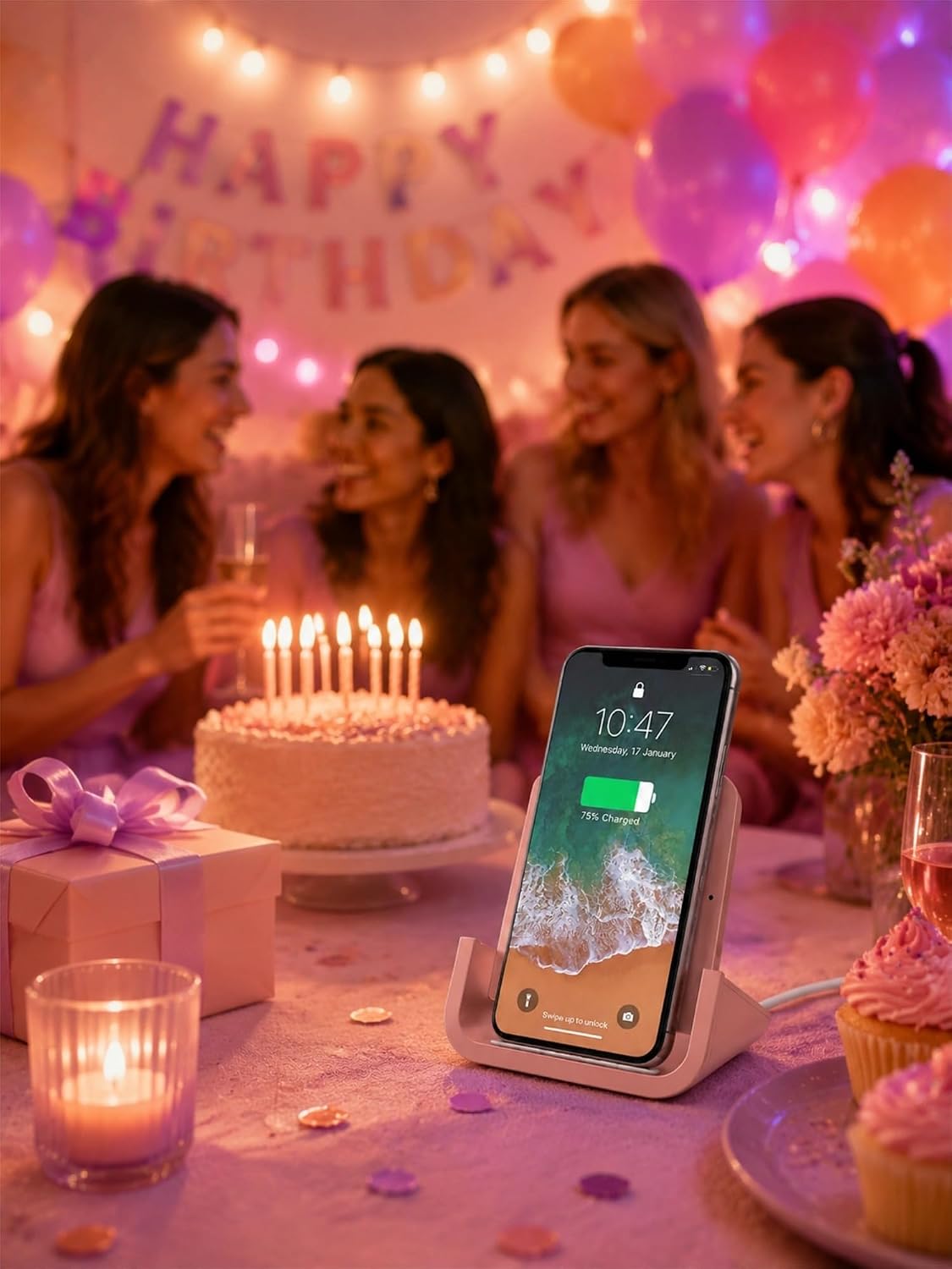 Wireless Charger YUWISS Wireless Charging Stand Cordless Charger 10/7.5/5W Compatible with iPhone 14 13 12/12 /11Pro Max/XR/XS Max/XS/X/8/8Plus Galaxy S22/S21/S9/S9+/S8/S8+ Note (Rose Gold)