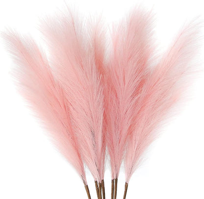 Faux Pink Pampas Grass Decor 38" Tall 7 Stems Boho for Floor Vase